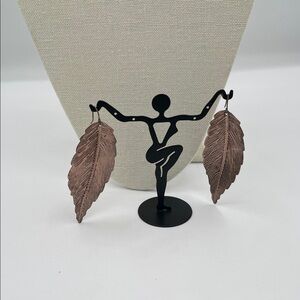 3.23.26-36 Statement Leaf Eurostyle Earrings in Coppertone